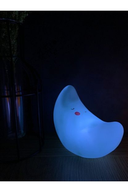 Cetin Accessories Mavi Masum Ay Tasarimli Dekoratif 3d Led Isikli Ay Masa Lambasi Trendyol