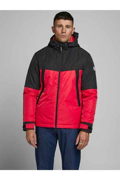 Jack Jones Erkek Kirmizi Kapusonlu Mont 12175547 Trendyol