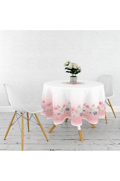 Homestore Beyaz Tasarim Yuvarlak Masa Ortusu Trendyol