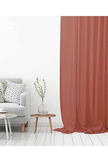 C Sari Design Kiremit Rengi Keten Tul Ipli Buzgu Fon Perde 300x270cm Trendyol