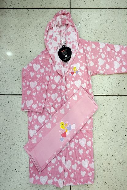 Ozdilek Kiz Cocuk Pembe Tweety Heart Lisansli Havlu Bornoz Set 7 8 Yas Trendyol