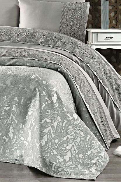 Nazik Home Blenda Organik Pamuksaten Nevresim Takimi Pike Set Gri Renk Trendyol