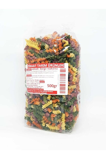 ziraat tarim sebzeli burgu makarna 500