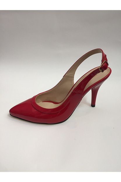 Beyaz Adim Ayakkabi Kadin Kirmizi Arkasi Acik Rugan Ince Topuklu Stiletto Trendyol