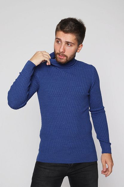Club Ju Erkek Lacivert Slim Fit Bogazli Kazak Trendyol