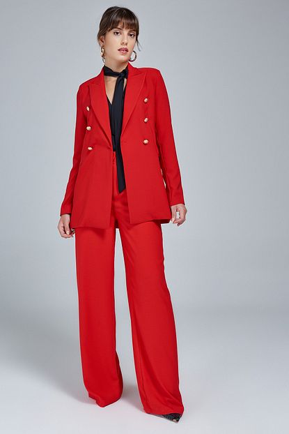 Appleline Kadin Kirmizi Blazer Ceket Trendyol
