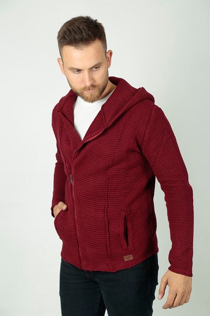 Roy Garage Erkek Bordo Yandan Fermuarli Triko Hirka Trendyol