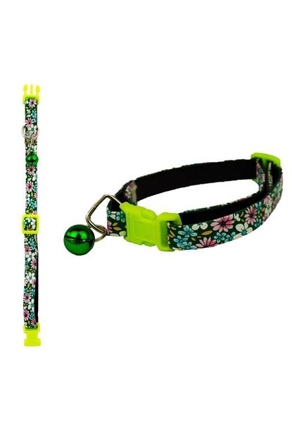 Ans Mic010 Cicek Desenli Deri Kedi Boyun Tasmasi Yesil Trendyol