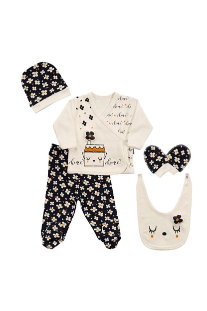 kiz home papatya desenli 5 parca zibin set