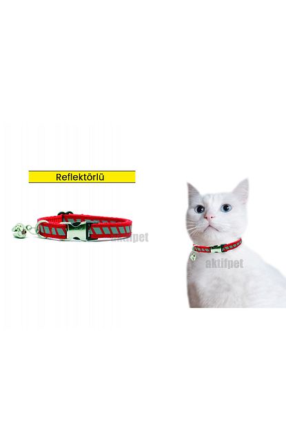 Petviya Reflektorlu Ayarlanabilir Zilli Kedi Boyun Tasmasi Kirmizi Trendyol