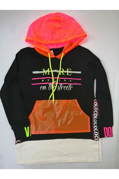 Loco Loco Kids Kiz Cocuk Neon Renk Kapsonlu Sweatshirt Trendyol