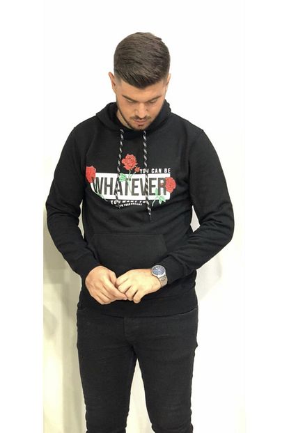 Amor Man Erkek Gogus Sirt Gul Baskili Kapusonlu Sweatshirt Trendyol
