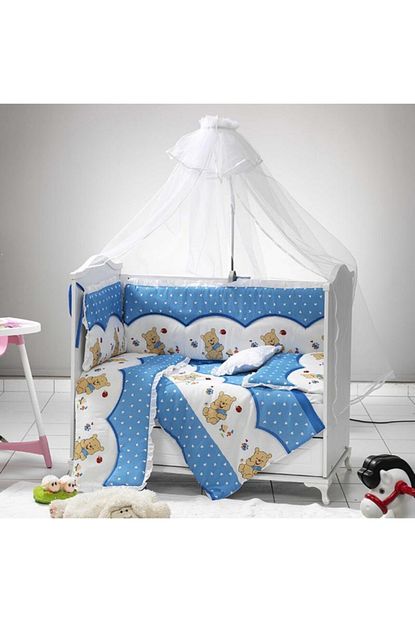 Babyfun 7 Parca Mavi Bebek Uyku Seti Bebek Besik Ortusu 60x120 Cm Trendyol
