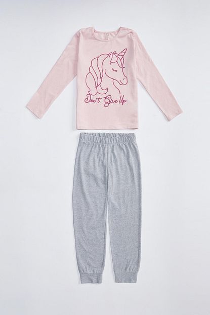 Defacto Kiz Cocuk Unicorn Baskili Pijama Takim Trendyol