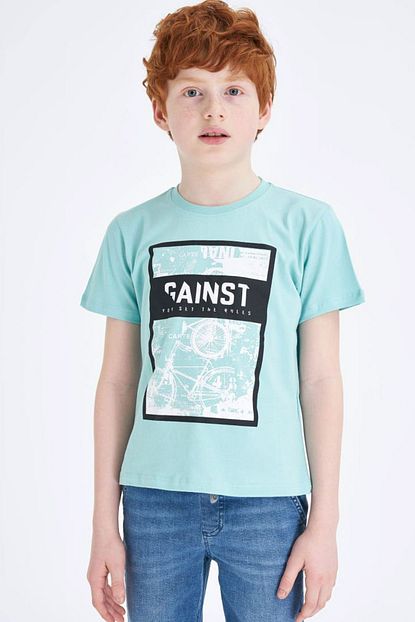 Defacto Erkek Cocuk Slogan Baskili Kisa Kollu T Shirt Trendyol