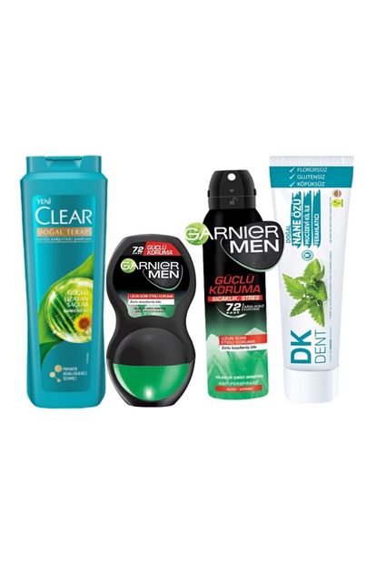 Garnier Erkek 4 Lu Kisisel Bakim Seti Clear Sampuan 180 Ml Deo Roll On Dermokil Dis Macunu Trendyol