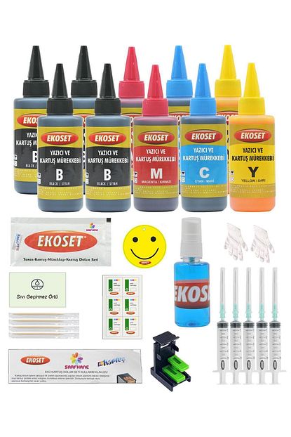 Ekoset Ekokartus Dolum Seti Hp 304 Hp 302 Hp 301 Hp 300 Uyumlu Renkli Siyah 10 Lu Set Trendyol