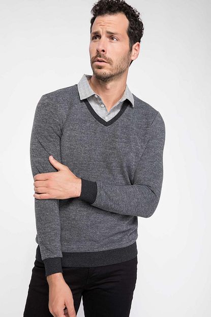 Defacto Erkek Antrasit Gomlek Yakali Sweatshirt G1481az 18wn Ar44 Trendyol