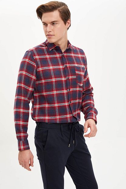 Defacto Erkek Kirmizi Regular Fit Kareli Gomlek M3843az 19wn Rd92 Trendyol
