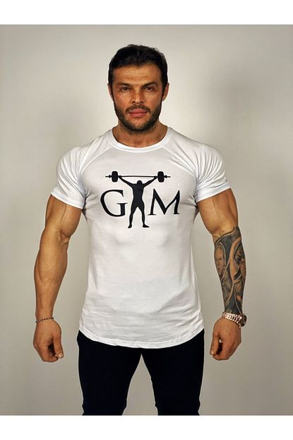 Black Erkek Beyaz Gym Baskili Fitness T Shirt Trendyol