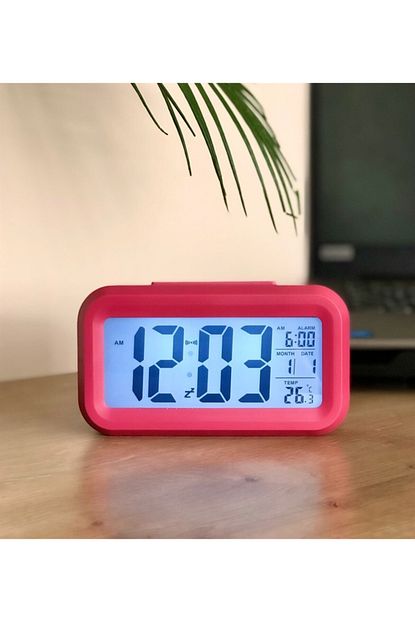 Gift Moda Pembe Alarmli Dijital Masa Saati Trendyol