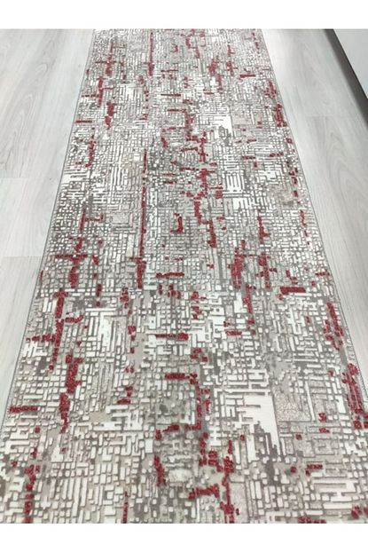 Panda Kirmizi Gri Kaymaz Taban Yolluk Marsala 120x400 Trendyol
