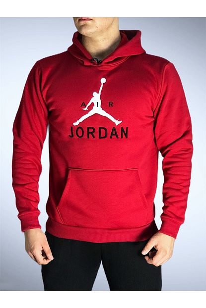 Okeanos Erkek Kirmizi Air Jordan Nakisli Pamuklu Basketbol Sweatshirt Trendyol