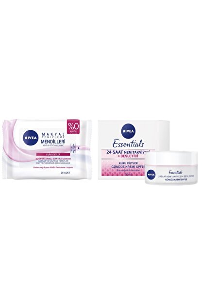 Nivea Kuru Ciltler Icin Makyaj Temizleme Mendili Ve Besleyici Gunluk Bakim Kremi 50ml Trendyol