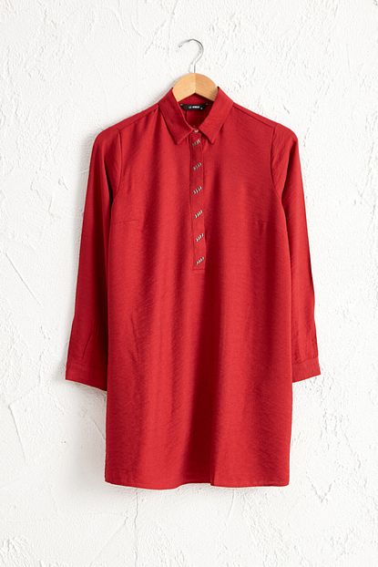 Lc Waikiki Kadin Mat Kirmizi Tunik 0sr756z8 Trendyol
