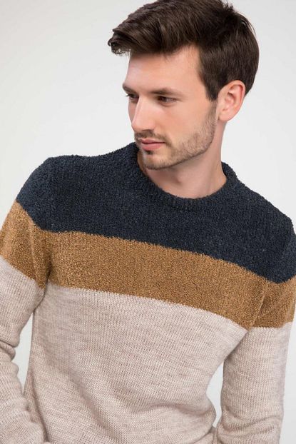 Defacto Erkek Renk Bloklu Kazak J3692az 18wn Bg301 Trendyol