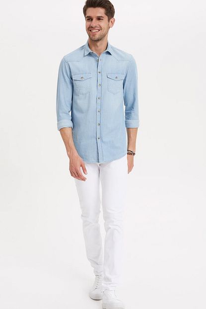Defacto Erkek Beyaz Modern Slim Fit Pantolon L6772az 19hs Wt34 Trendyol