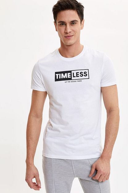 Defacto Erkek Beyaz Baskili Slim Fit T Shirt M3683az 20sp Wt34 Trendyol