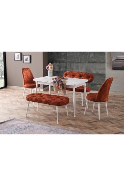 Sweet Home Polo Acilir Antik Beyaz Masa Kapitone Bench Bank Sandalye Takimi Trendyol