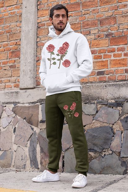 Angemiel Wear Guller Erkek Erkek Esofman Takimi Beyaz Kapsonlu Sweatshirt Yesil Esofman Alti Trendyol