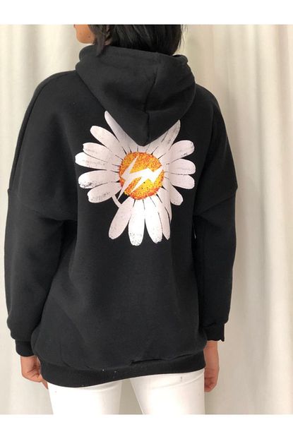 etc butik kadin siyah sirt papatya