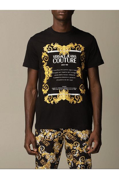 Versace Jeans Couture Erkek Siyah Baskili T Shirt Trendyol