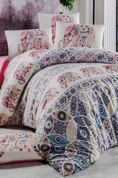 Maya Pembe Mavi Home Cift Kisilik Uyku Seti Filli Model Pamuklu Urun Elephant Trendyol