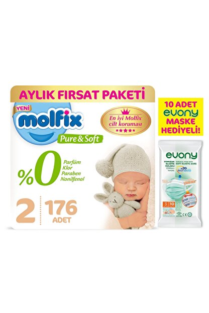 Molfix Pure Soft 2 Beden Mini Aylik Firsat Paketi 176 Adet Evony Maske 10 Lu Hediyeli Fiyati Yorumlari Trendyol