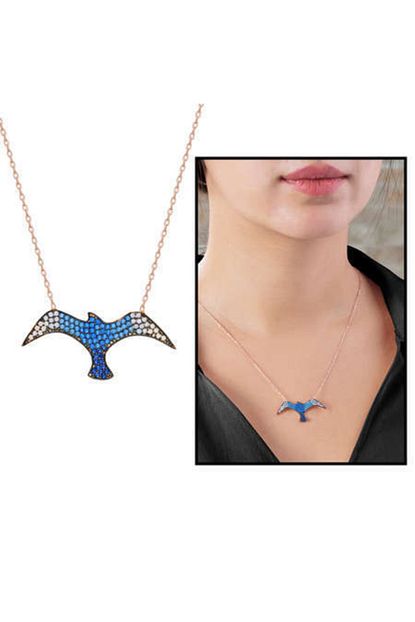 Karaca Butik Mavi Zirkon Tasli Marti Tasarim 925 Ayar Gumus Kolye Trendyol