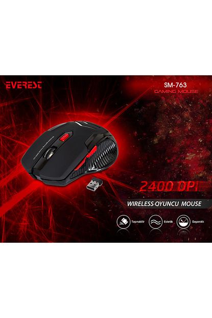 Kerasus Orijinal Everest Oyuncu Led Aydinlatmali Kablosuz Mouse Kirmizi Siyah 6d 2400 Dpi 2 4 Ghz Usb Trendyol