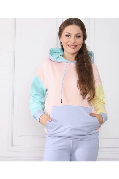 Trendyum Kadin Renkli Kapusonlu Sweatshirt Trendyol