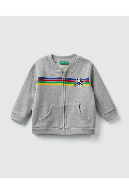 United Colors Of Benetton Erkek Bebek Gri Yazili Sweatshirt Trendyol