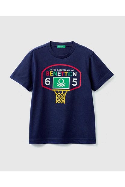United Colors Of Benetton Erkek Lacivert Benetton Yazili T Shirt Trendyol