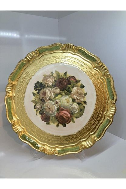 L M Florence Art Italyan Gul Agaci Kucuk Tepsi Yesil 28 Cm Tek Kisilik Trendyol