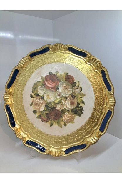 L M Florence Art Italyan Gul Agaci Kucuk Tepsi Mavi 28 Cm Tek Kisilik Trendyol