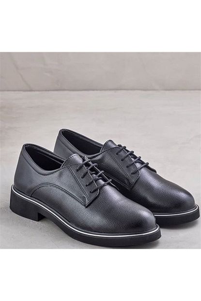 Mas Mevsim 5040 Kadin Oxford Ayakkabi Siyah Cilt Trendyol