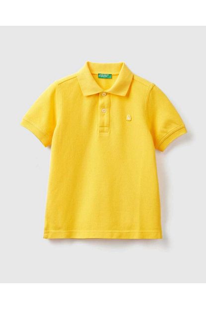 United Colors Of Benetton Erkek Cocuk Sari Benetton Logolu Polo T Shirt Trendyol