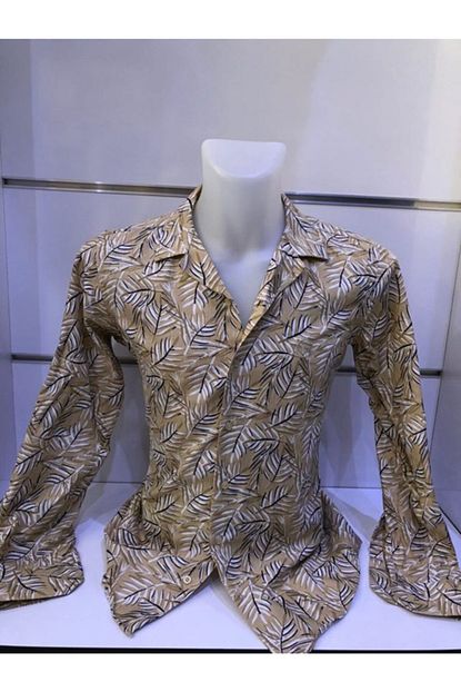Polo Garage Erkek Kahve Polo Garden Cicek Desenli Gomlek Trendyol
