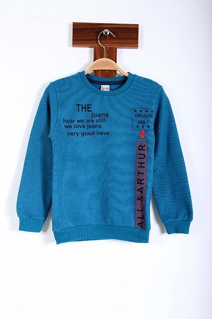 Teqne Erkek Cocuk Turkuaz Arthur Yazi Baskili Sweatshirt 12 13 Yas Trendyol