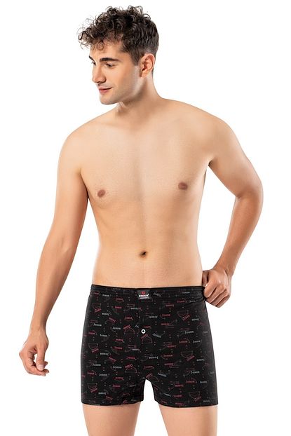 Erdem Ic Giyim Erkek Siyah Baskili Penye Boxer Trendyol